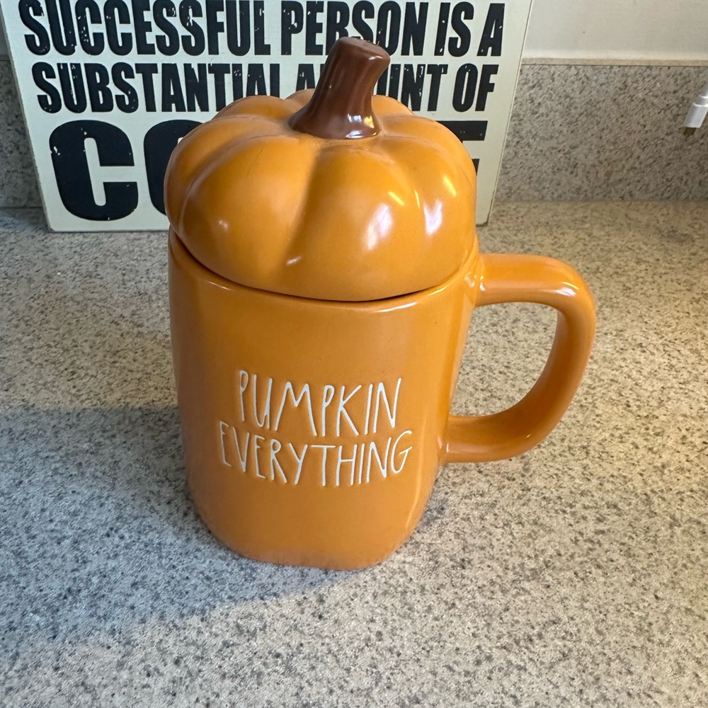 Rae Dunn Pumpkin Everything Mug with Lid - Orange